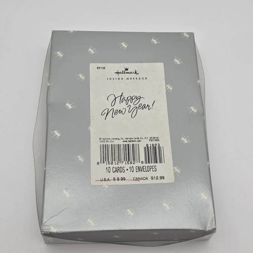 Vtg Hallmark New Year Cards 9ct Blue Gold Celestial Moon Stars Y2K Whimsical 90s